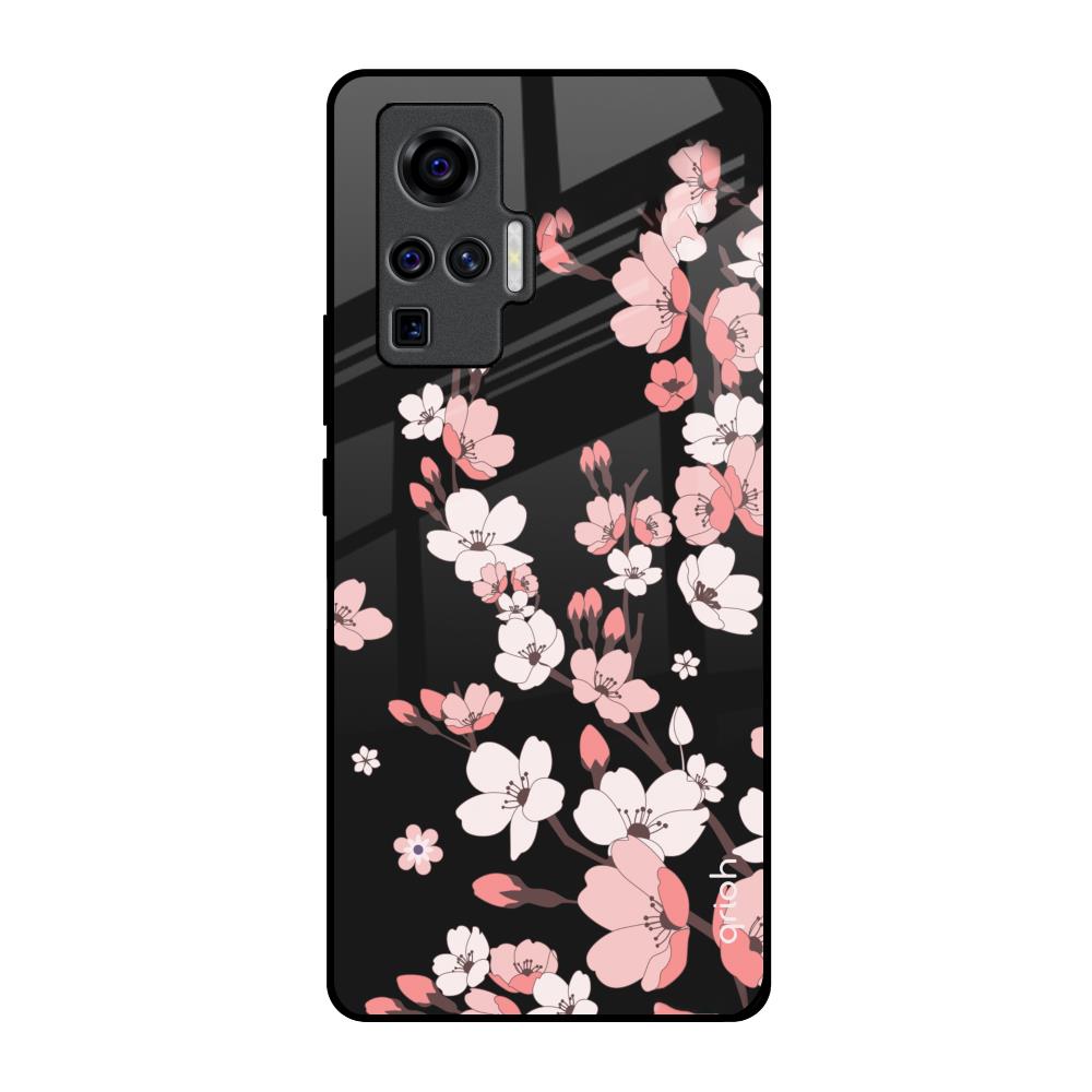 Black Cherry Blossom Vivo X50 Pro Glass Back Cover Online