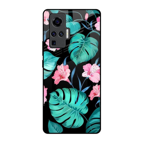 Tropical Leaves & Pink Flowers Vivo X50 Pro Glass Back Cover Online