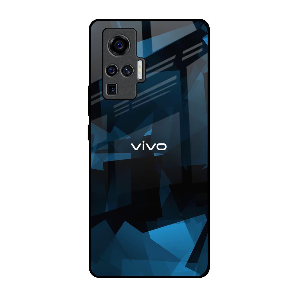 Polygonal Blue Box Vivo X50 Pro Glass Back Cover Online