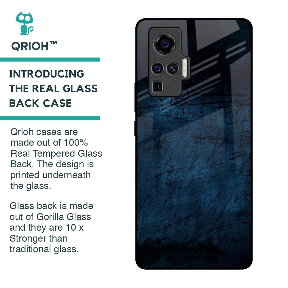Dark Blue Grunge Glass Case for Vivo X50 Pro