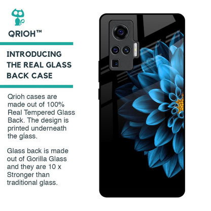 Half Blue Flower Glass Case for Vivo X50 Pro