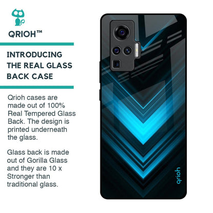 Vertical Blue Arrow Glass Case For Vivo X50 Pro