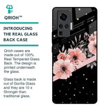 Floral Black Band Glass Case For Vivo X50 Pro