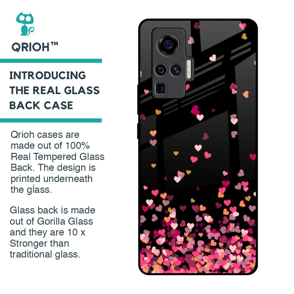 Heart Rain Fall Glass Case For Vivo X50 Pro
