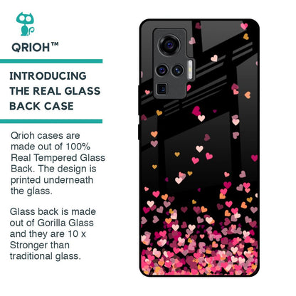 Heart Rain Fall Glass Case For Vivo X50 Pro
