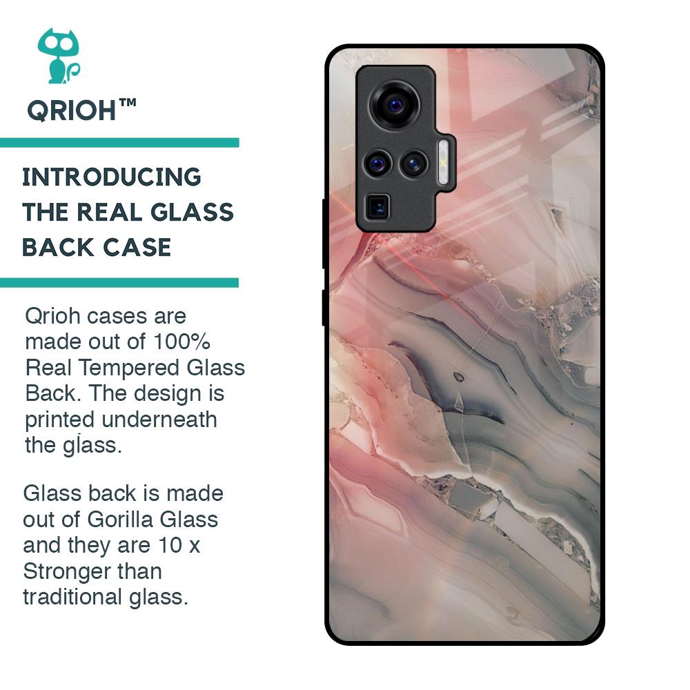 Pink And Grey Marble Glass Case For Vivo X50 Pro