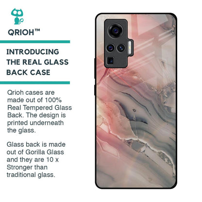 Pink And Grey Marble Glass Case For Vivo X50 Pro