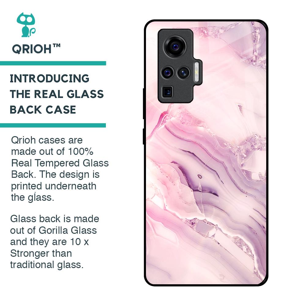 Diamond Pink Gradient Glass Case For Vivo X50 Pro
