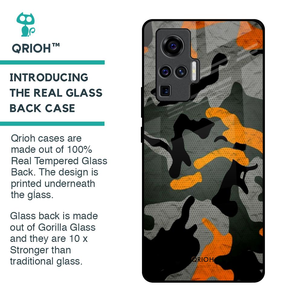 Camouflage Orange Glass Case For Vivo X50 Pro
