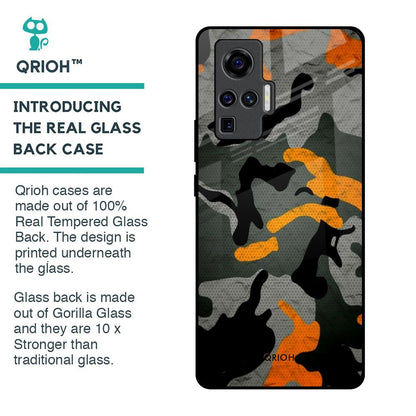 Camouflage Orange Glass Case For Vivo X50 Pro