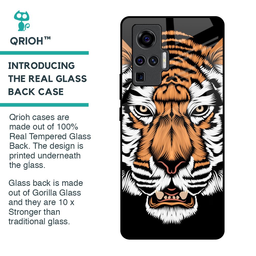 Angry Tiger Glass Case For Vivo X50 Pro