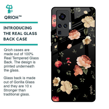 Black Spring Floral Glass Case for Vivo X50 Pro