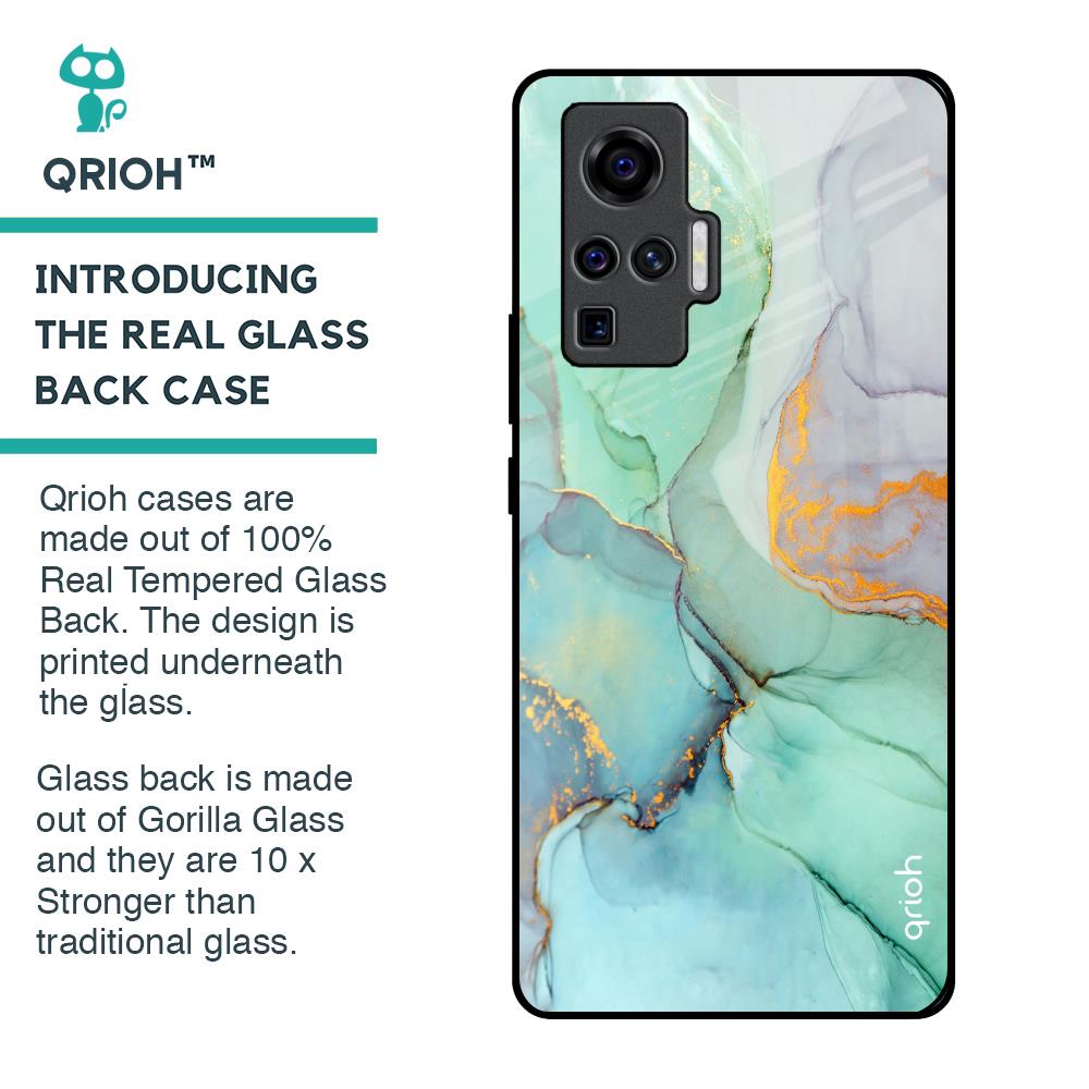 Green Marble Glass Case for Vivo X50 Pro