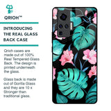 Tropical Leaves & Pink Flowers Glass Case for Vivo X50 Pro