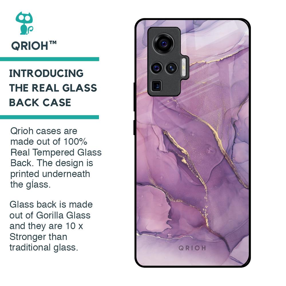 Purple Gold Marble Glass Case for Vivo X50 Pro