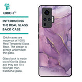 Purple Gold Marble Glass Case for Vivo X50 Pro