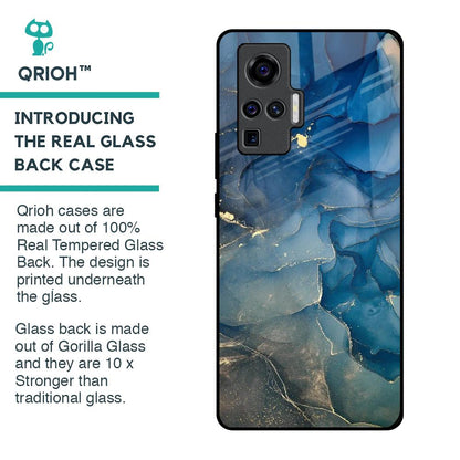 Blue Cool Marble Glass Case for Vivo X50 Pro