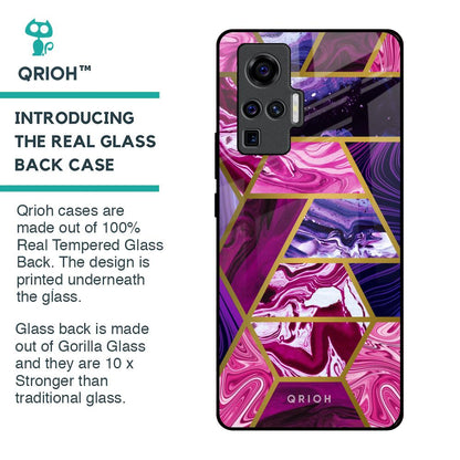 Electroplated Geometric Marble Glass Case for Vivo X50 Pro