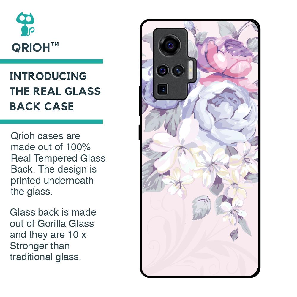 Elegant Floral Glass Case for Vivo X50 Pro