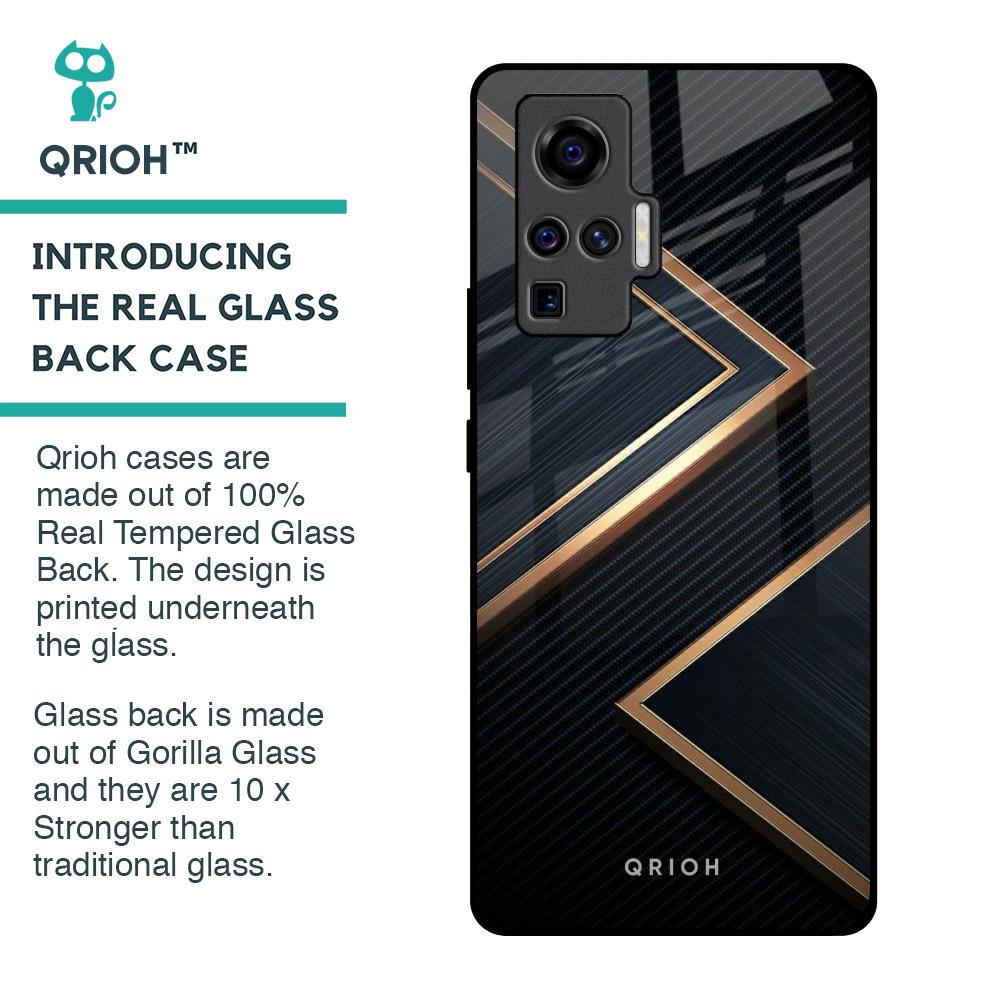 Sleek Golden & Navy Glass Case for Vivo X50 Pro