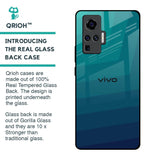 Green Triangle Pattern Glass Case for Vivo X50 Pro