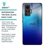 Blue Rhombus Pattern Glass Case for Vivo X50 Pro