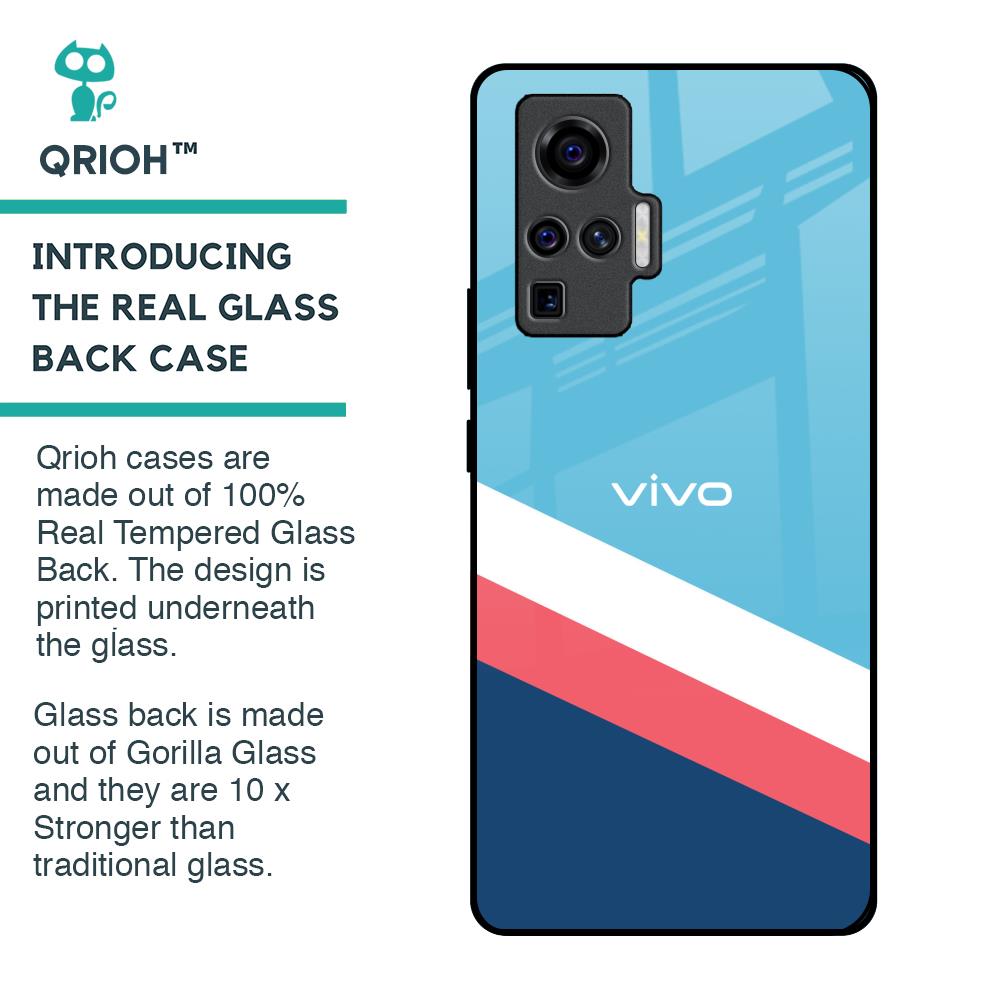 Pink & White Stripes Glass Case For Vivo X50 Pro