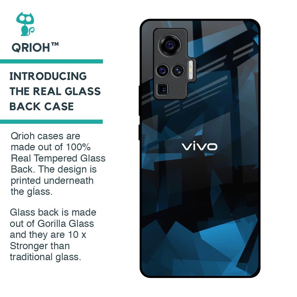 Polygonal Blue Box Glass Case For Vivo X50 Pro