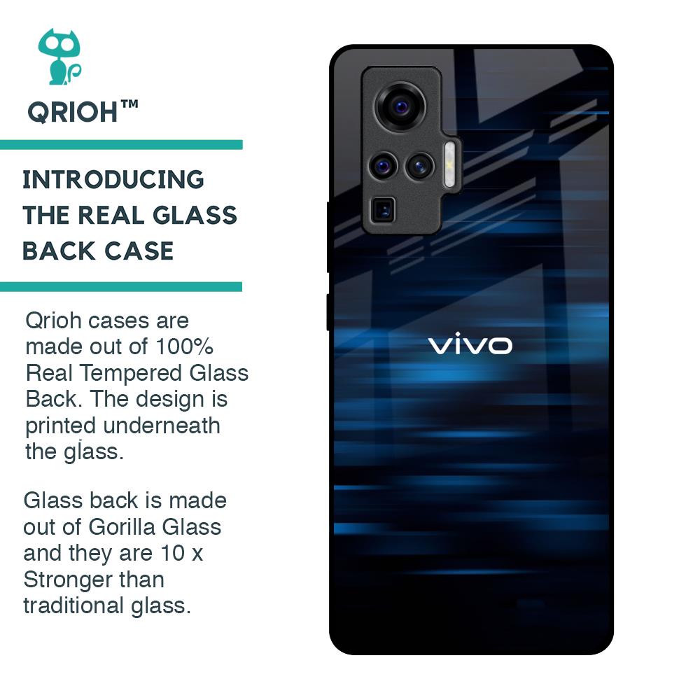 Blue Rough Abstract Glass Case for Vivo X50 Pro