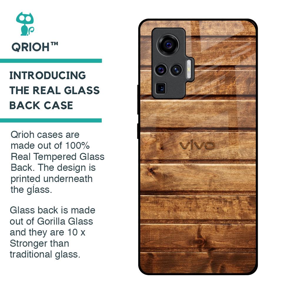 Wooden Planks Glass Case for Vivo X50 Pro