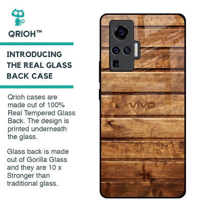 Wooden Planks Glass Case for Vivo X50 Pro