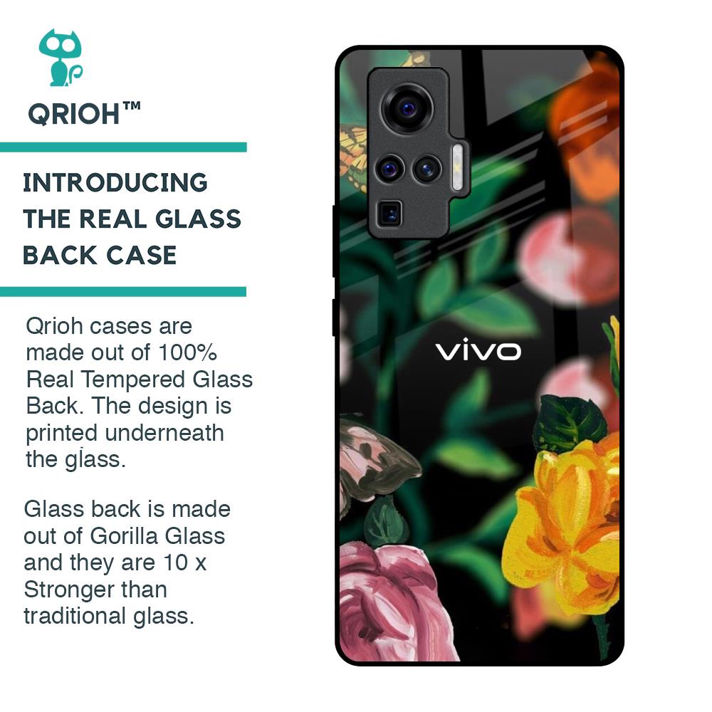 Flowers & Butterfly Glass Case for Vivo X50 Pro