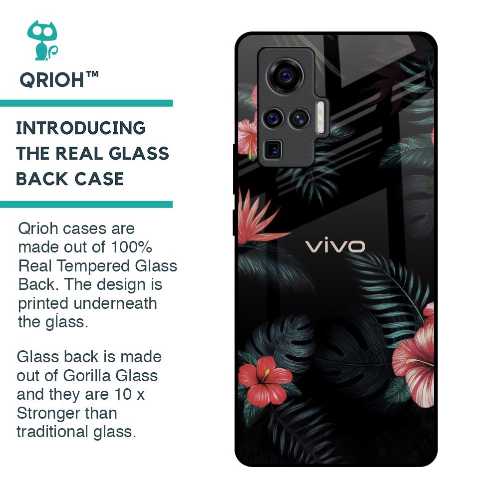Tropical Art Flower Glass Case for Vivo X50 Pro