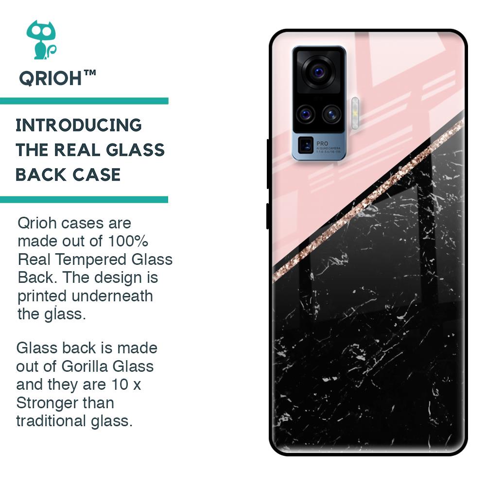 Marble Texture Pink Glass Case For Vivo X50 Pro