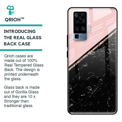 Marble Texture Pink Glass Case For Vivo X50 Pro