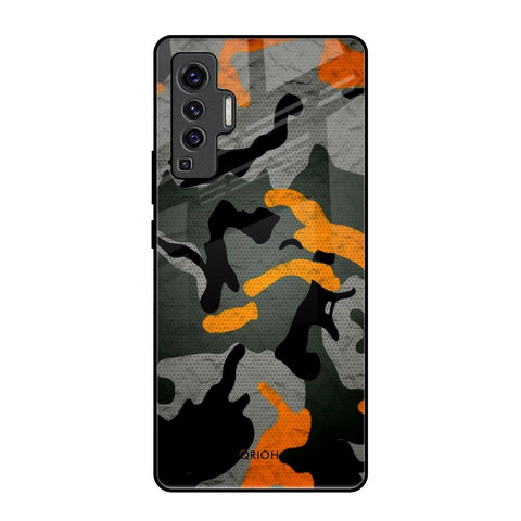 Camouflage Orange Vivo X50 Glass Back Cover Online