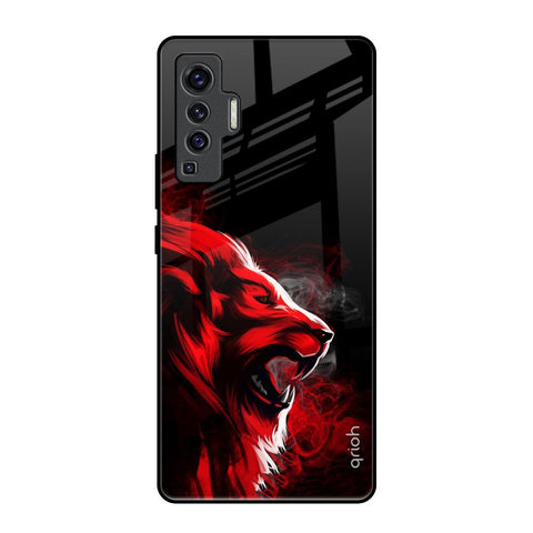 Red Angry Lion Vivo X50 Glass Back Cover Online