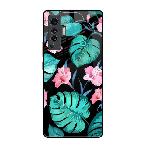 Tropical Leaves & Pink Flowers Vivo X50 Glass Back Cover Online