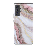 Pink & Gold Gllitter Marble Vivo X50 Glass Back Cover Online