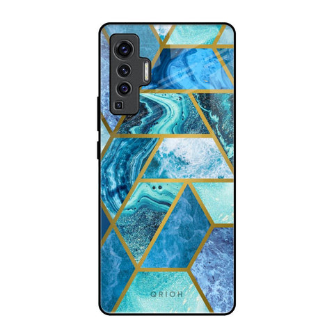 Turquoise Geometrical Marble Vivo X50 Glass Back Cover Online