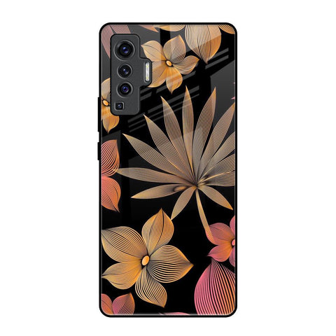 Lines Pattern Flowers Vivo X50 Glass Back Cover Online