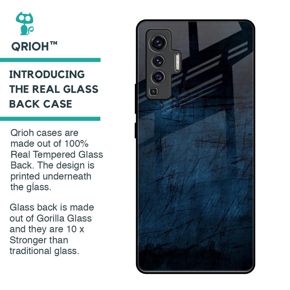 Dark Blue Grunge Glass Case for Vivo X50