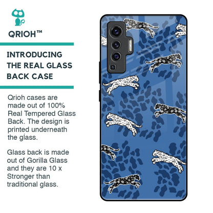 Blue Cheetah Glass Case for Vivo X50