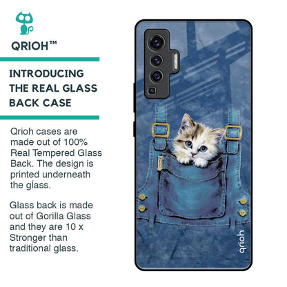 Kitty In Pocket Glass Case For Vivo X50