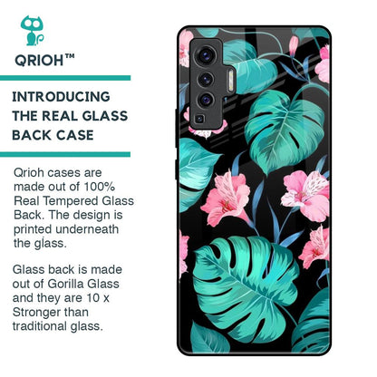 Tropical Leaves & Pink Flowers Glass Case for Vivo X50