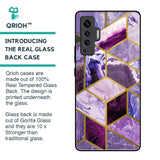 Purple Rhombus Marble Glass Case for Vivo X50