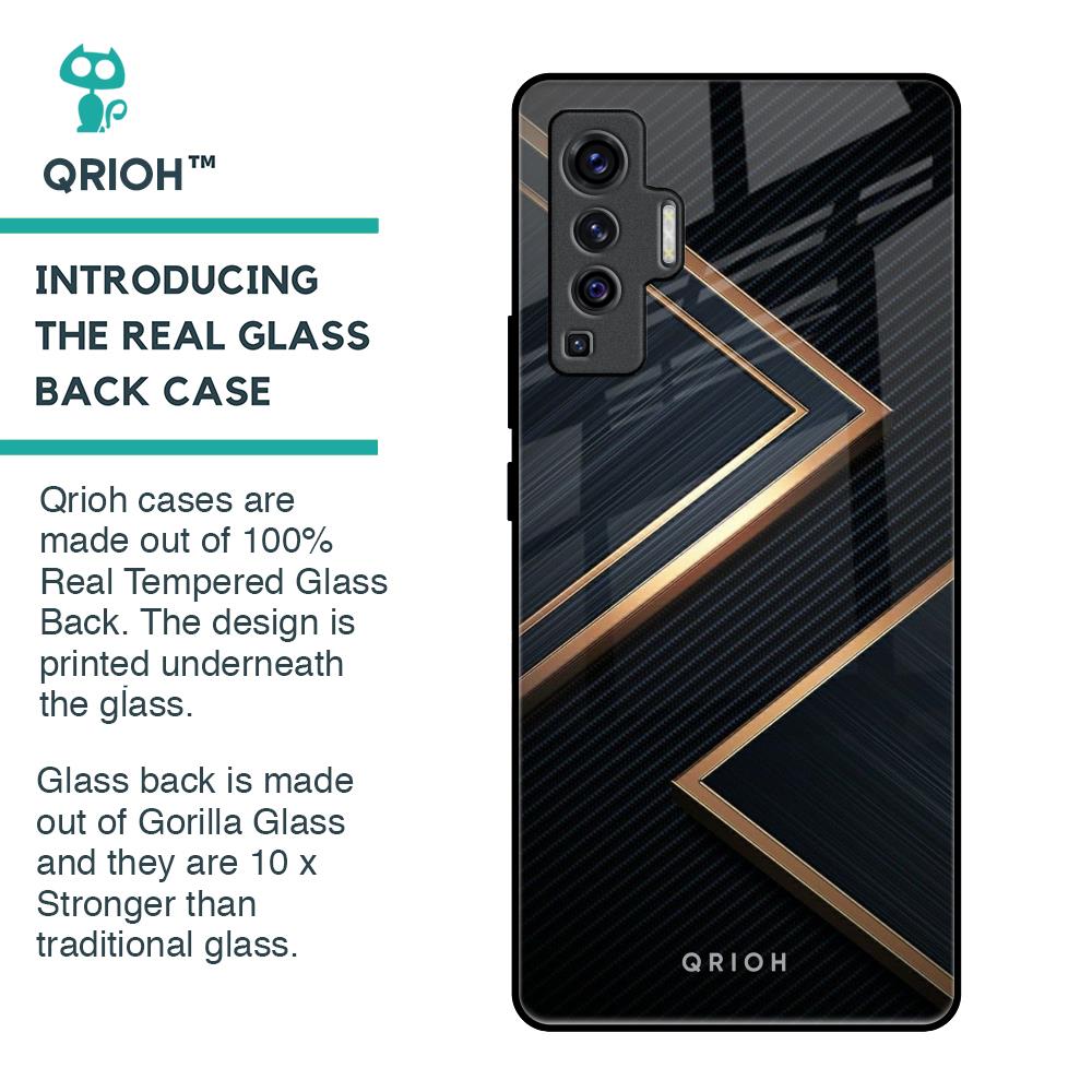 Sleek Golden & Navy Glass Case for Vivo X50