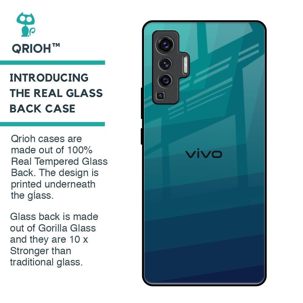 Green Triangle Pattern Glass Case for Vivo X50