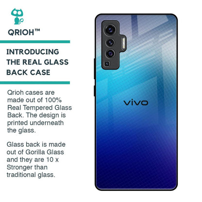 Blue Rhombus Pattern Glass Case for Vivo X50