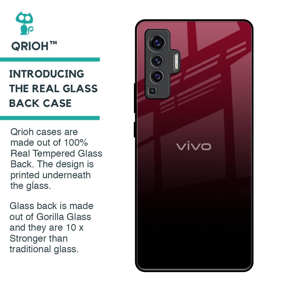 Wine Red Glass Case For Vivo X50